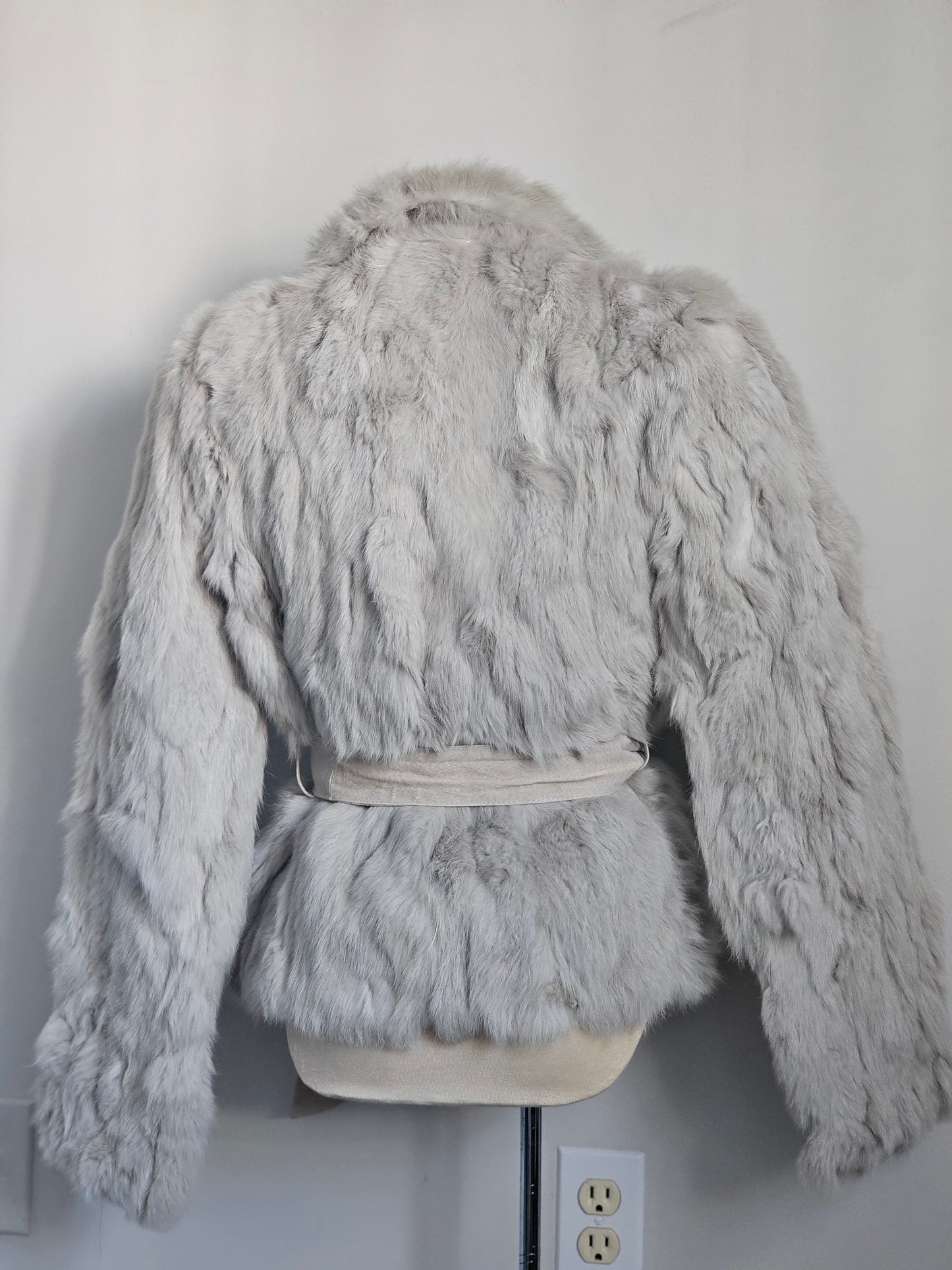 Gray Rabbit Fur Coat