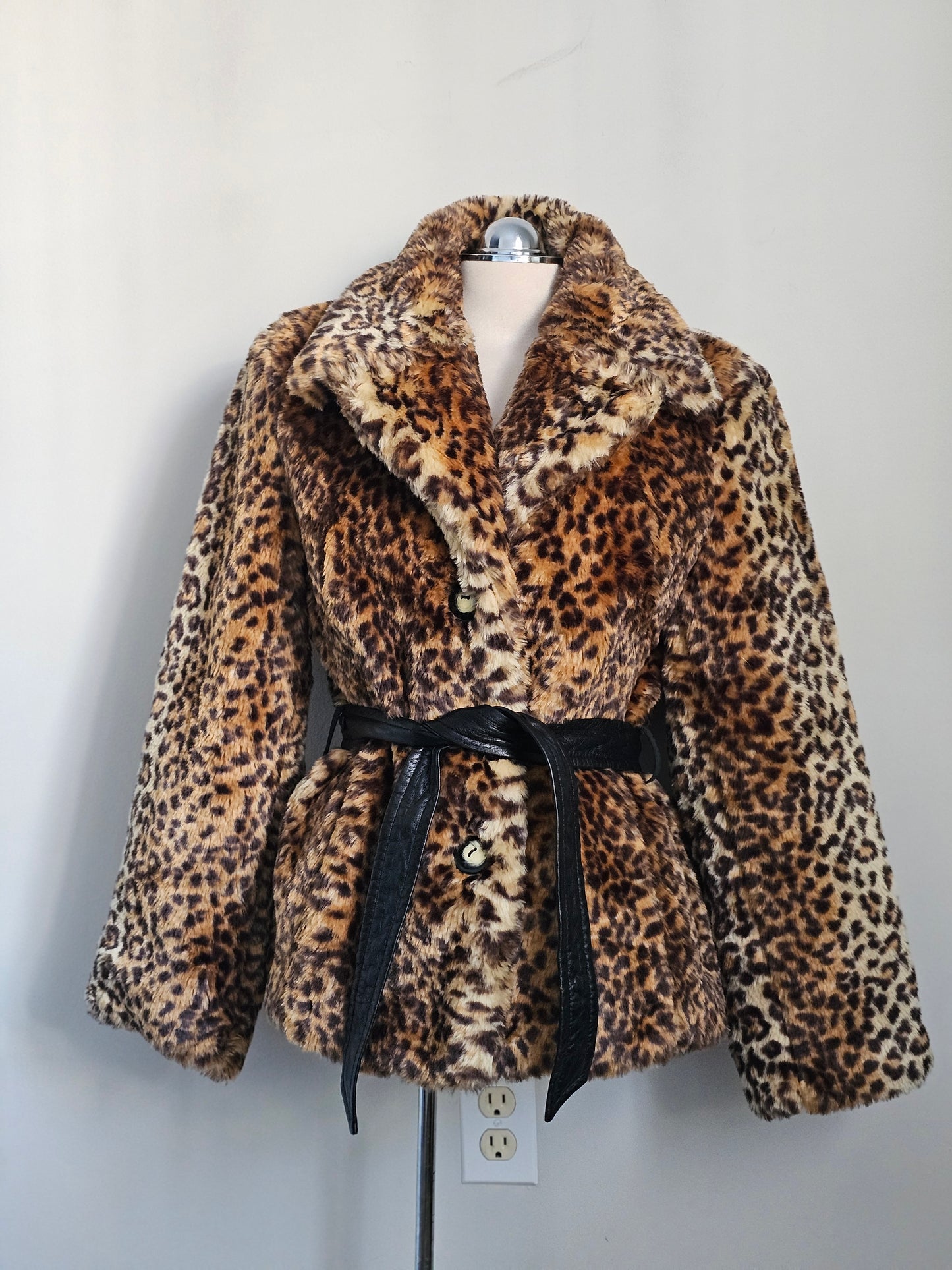 Faux Leopard Fur Coat