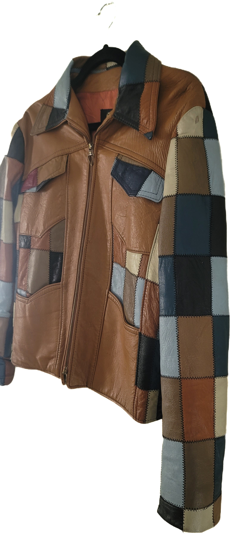 Congac Leather Patchwork Jacket