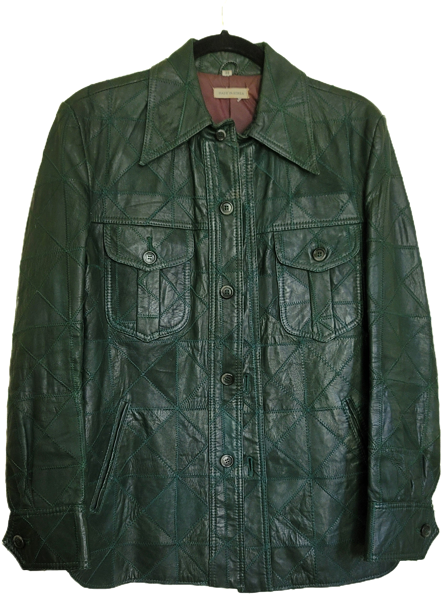 Green Leather Patchwork Jacket