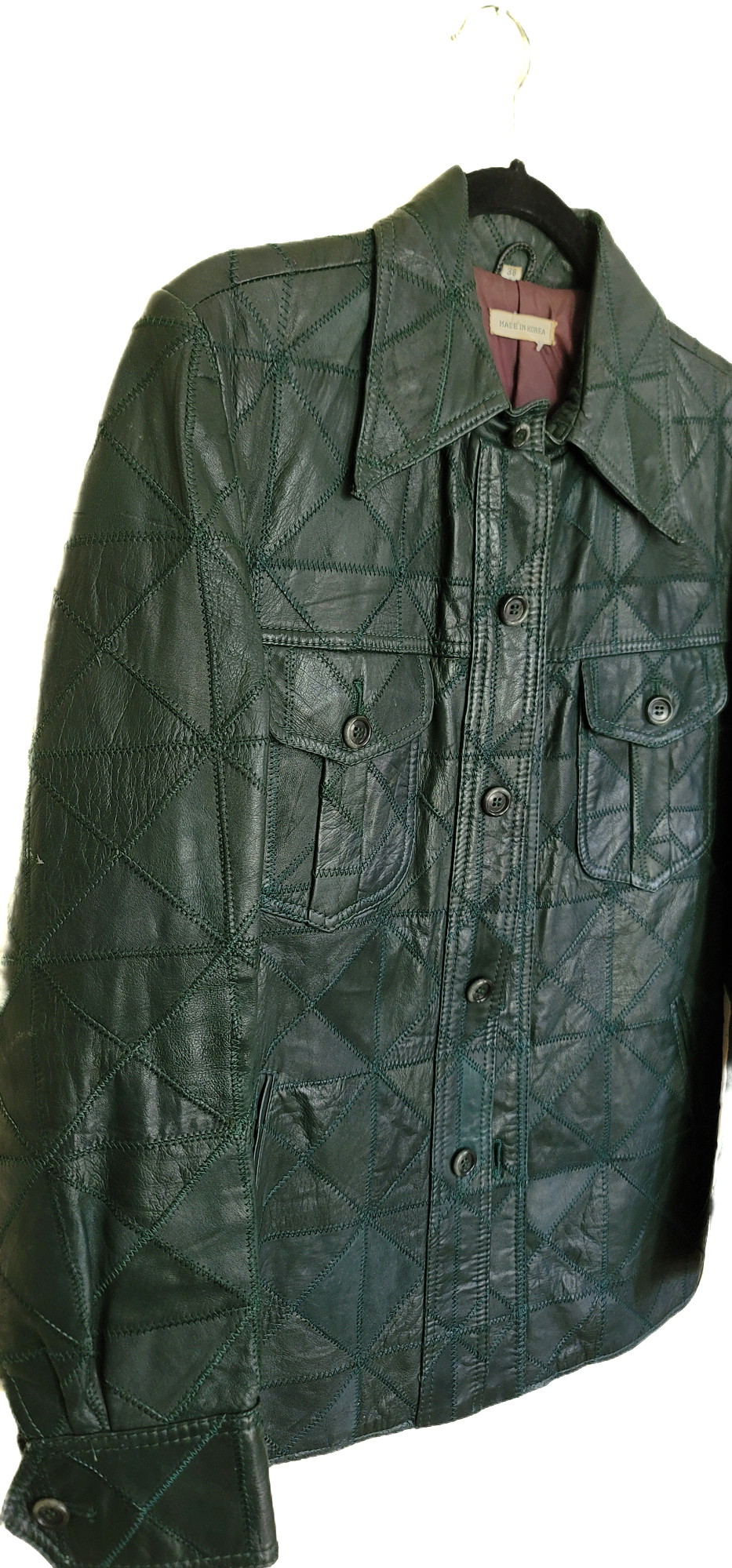 Green Leather Patchwork Jacket