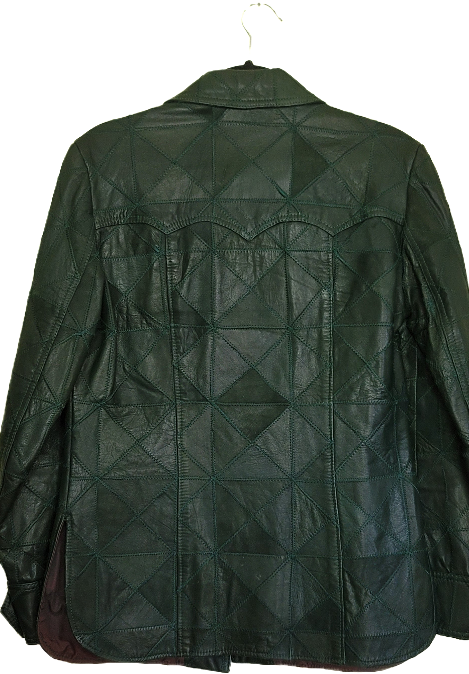 Green Leather Patchwork Jacket