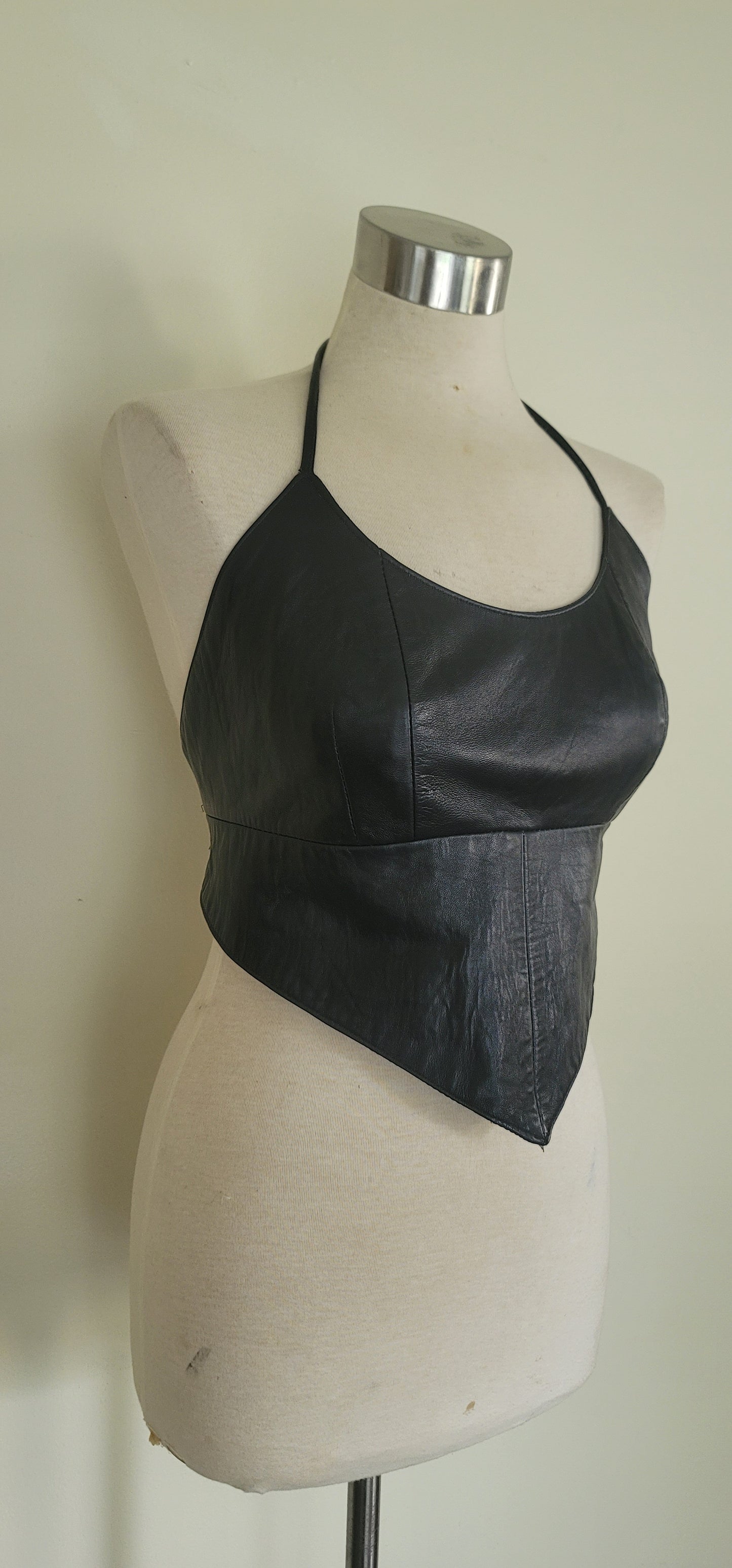 Black Leather Halter Top