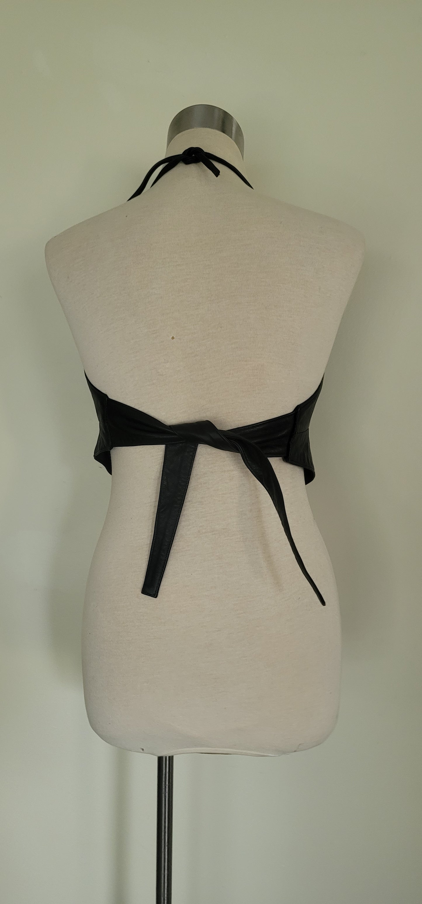 Black Leather Halter Top