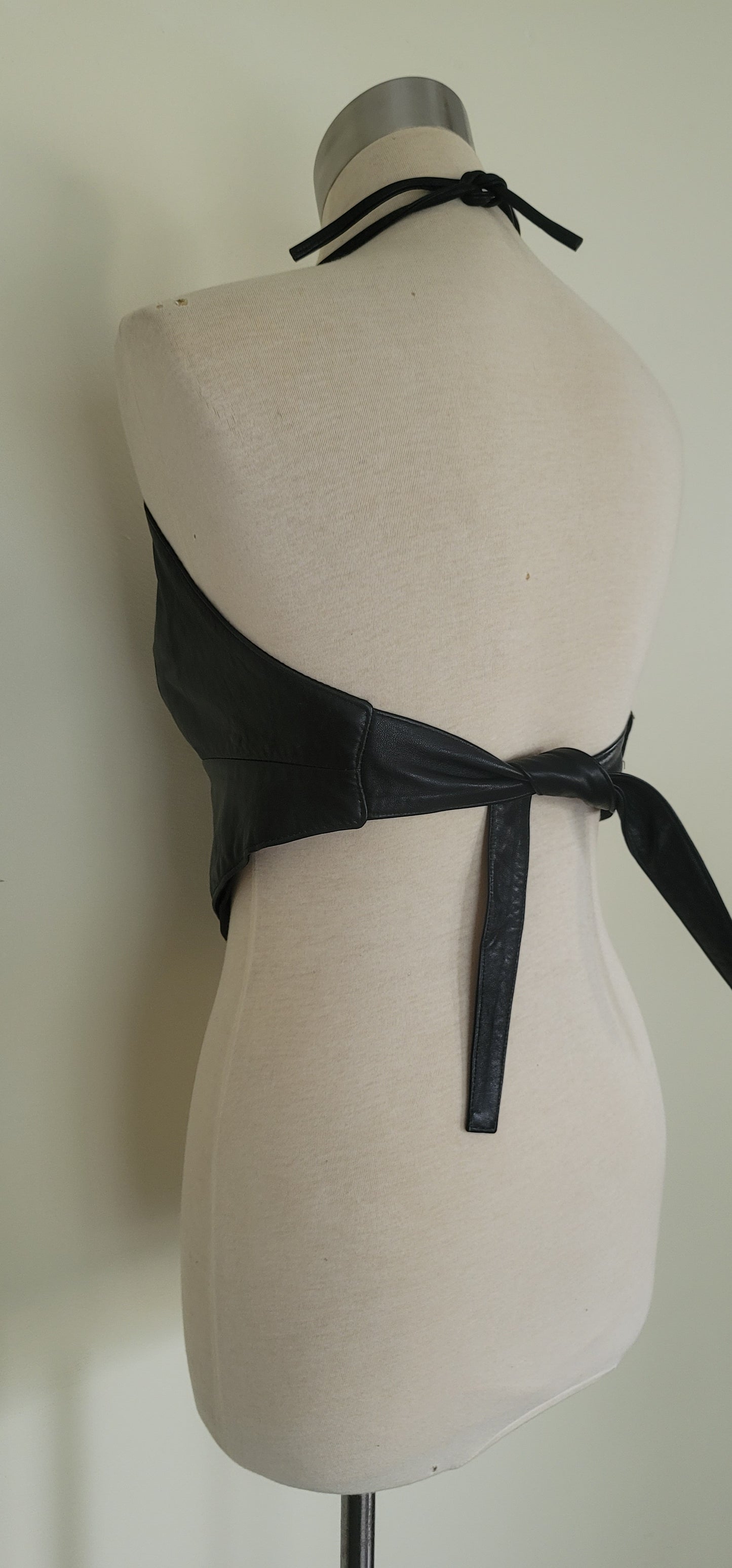 Black Leather Halter Top