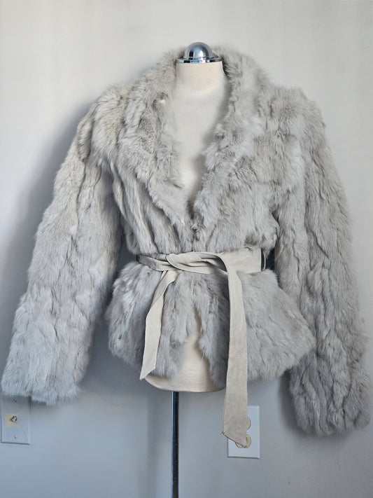 Gray Rabbit Fur Coat