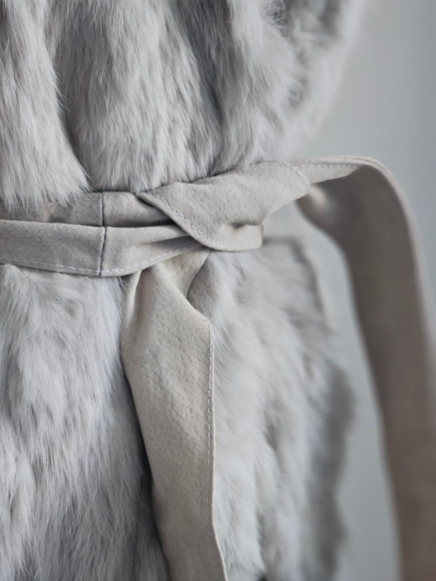 Gray Rabbit Fur Coat