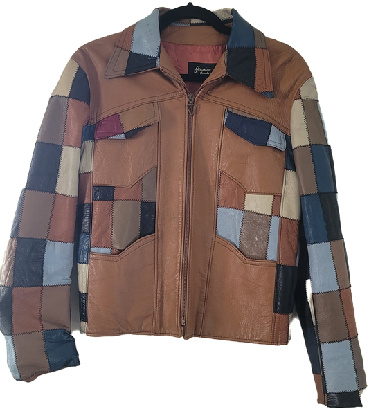Congac Leather Patchwork Jacket