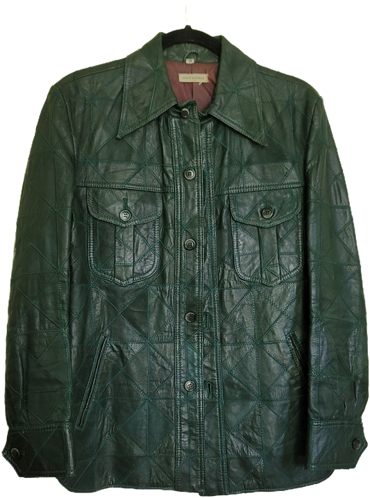 Green Leather Patchwork Jacket