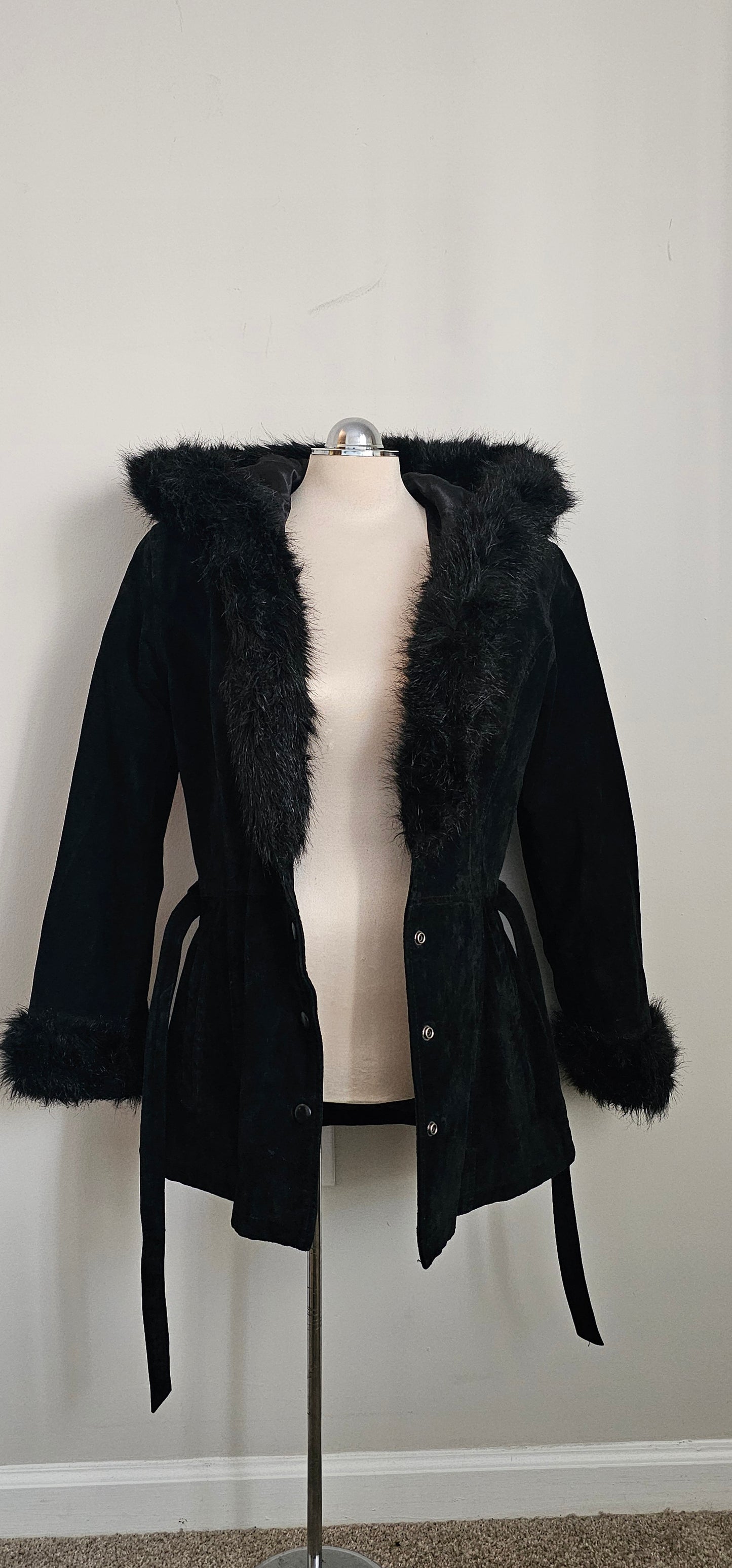 Maxima Suede Hooded Coat