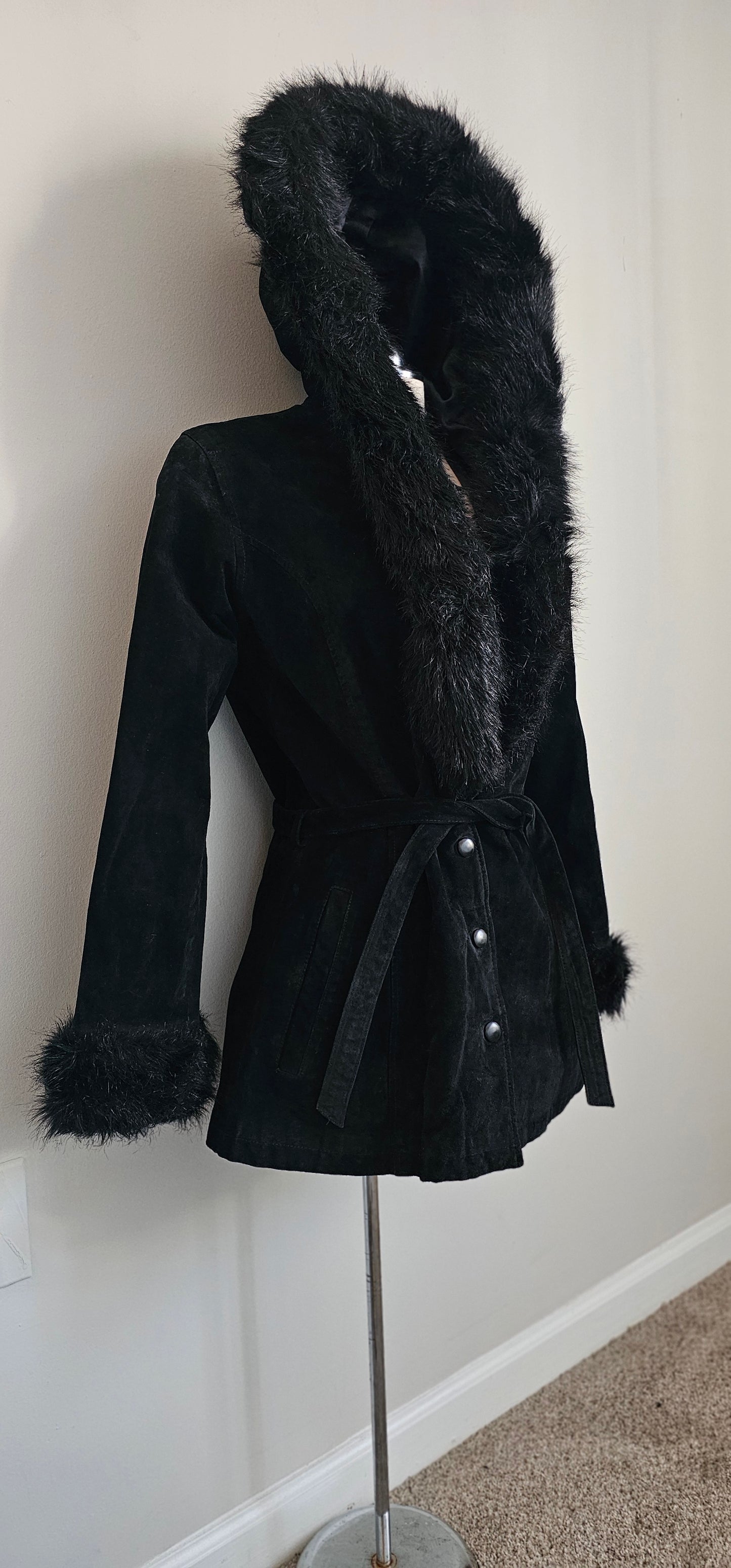 Maxima Suede Hooded Coat