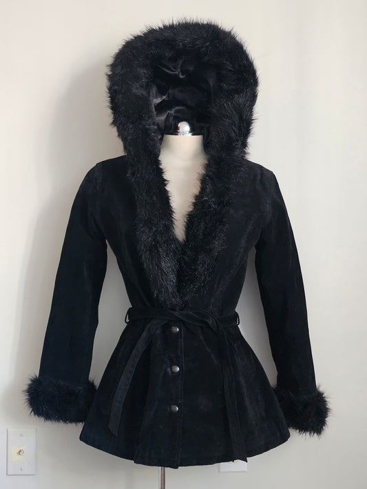 Maxima Suede Hooded Coat