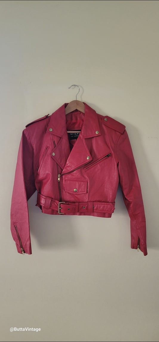 Red Leather Biker Jacket
