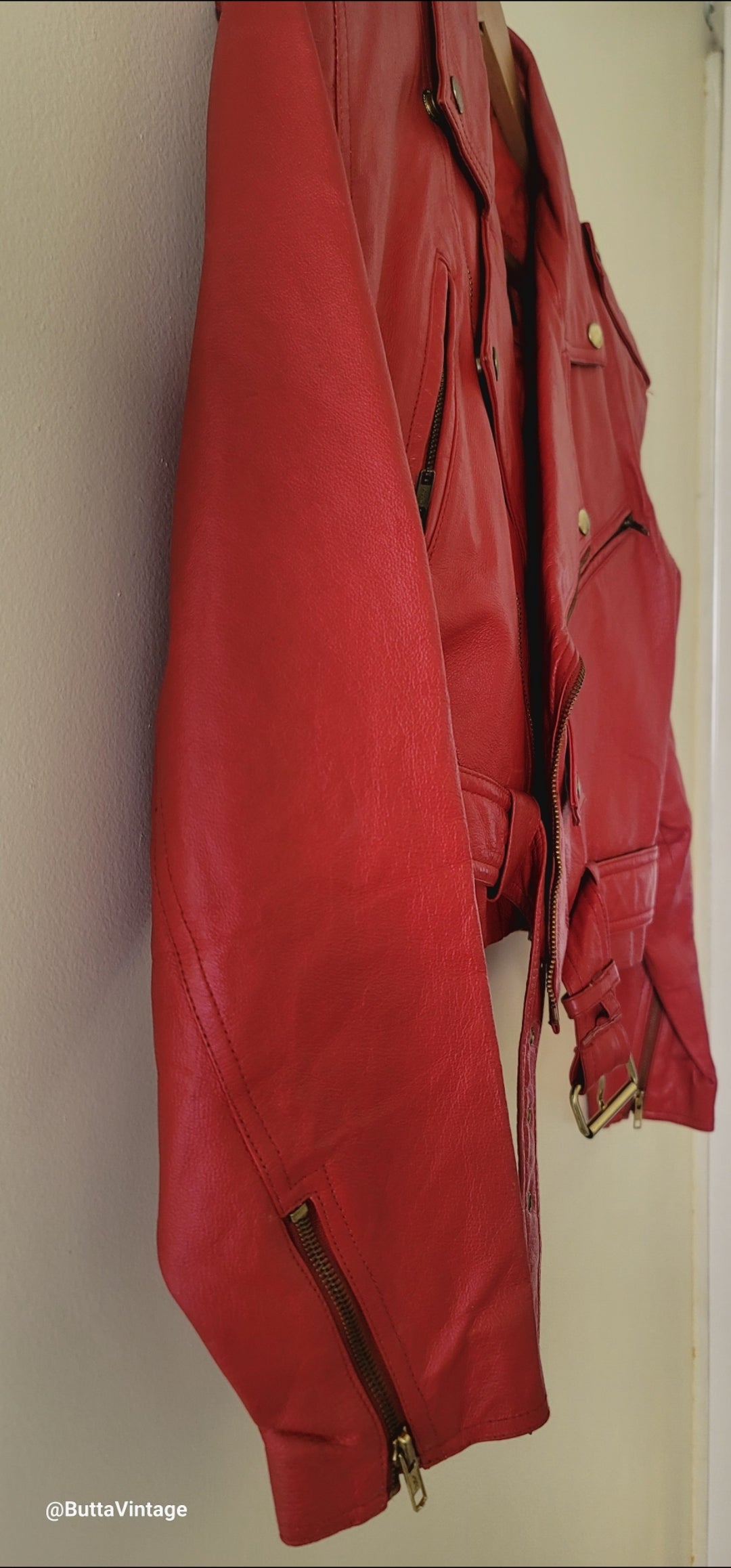 Red Leather Biker Jacket